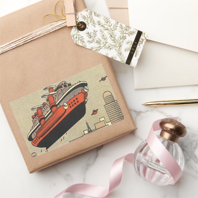 Adesivo Retangular Helicóptero Vintage Science Ficise (Presentear)