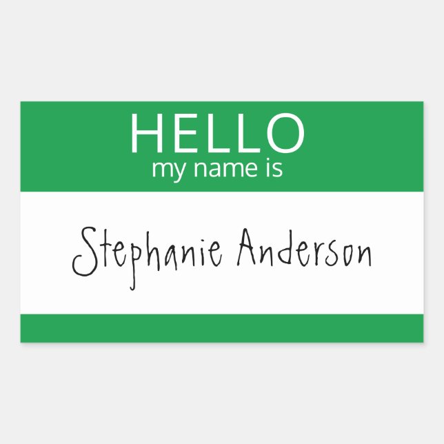 Adesivo Retangular HELLO Personalizado Meu Nome É Crachá De Vinheta (Frente)