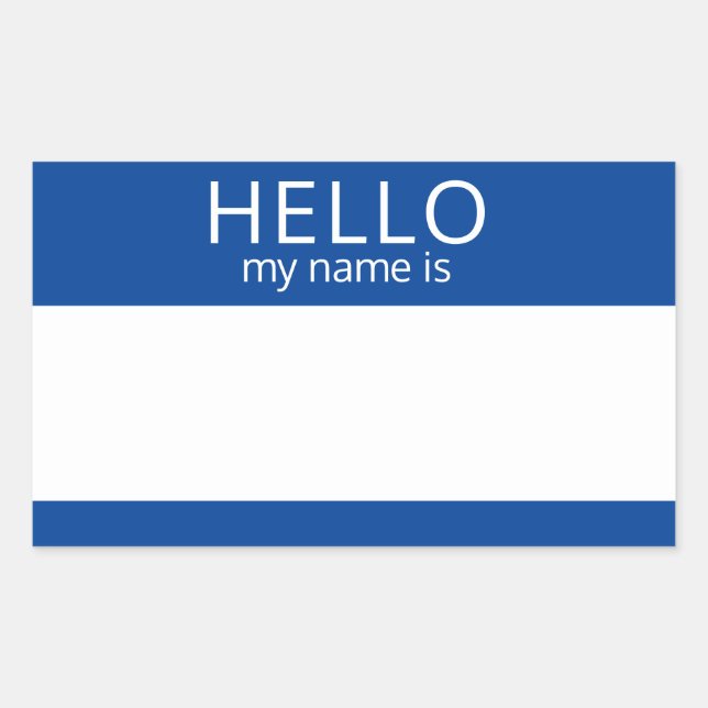 Adesivo Retangular HELLO Personalizado Meu Nome É Vazio De Crachá Do  (Frente)