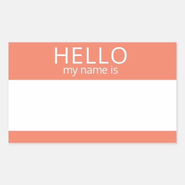 Adesivo Retangular HELLO Personalizado Meu Nome É Vazio De Crachá Do  (Frente)