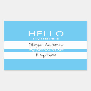 Adesivo Retangular HELLO Personalizado Meu Nome Pronounes É Crachá