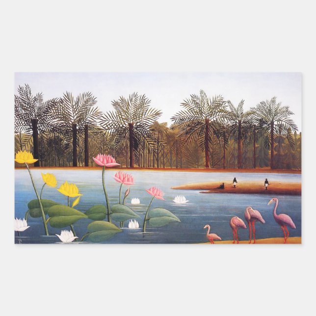 Adesivo Retangular Henri Rousseau Flamingoes Stickers (Frente)