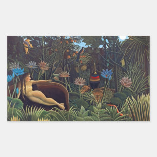Adesivo Retangular Henri Rousseau O Sonho - Mulher da Selva com Anima