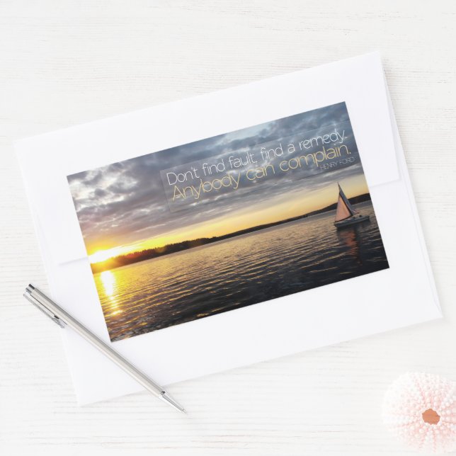 Adesivo Retangular Henry Ford Inspirational Cote "Encontre um remédio (Envelope)