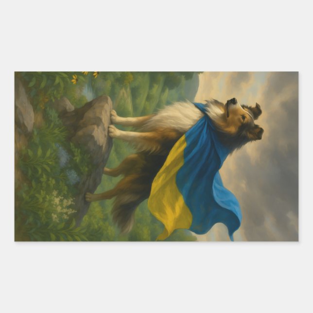 Adesivo Retangular Herói Rough Collie (Frente)