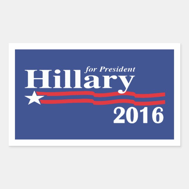 Adesivo Retangular Hillary Clinton Para O Presidente 2016 Stickers (Frente)
