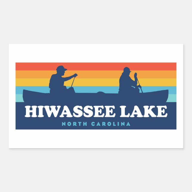 Adesivo Retangular Hiwassee Lake North Carolina Canoe (Frente)