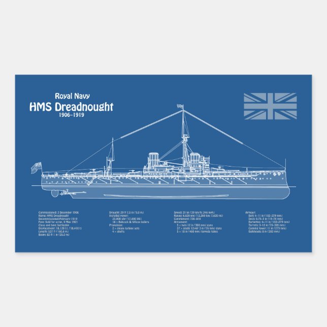 Adesivo Retangular HMS Dreadnled - Entregar ABD de Blueprint (Frente)