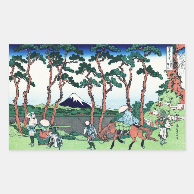 Adesivo Retangular Hodogaya no Tokaido Katsushika Hokusai (Frente)