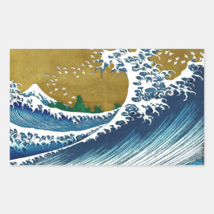 Adesivo Retangular Hokusai Big Wave Japão Art