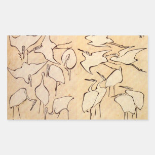 Adesivo Retangular Hokusai Cranes Stickers