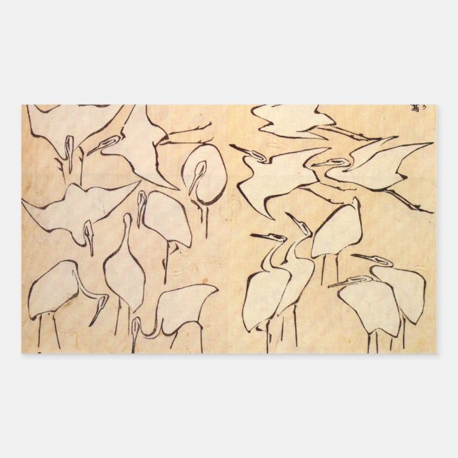 Adesivo Retangular Hokusai Cranes Stickers (Frente)