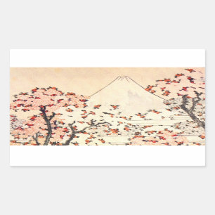 Adesivo Retangular Hokusai Monte Fuji Cherry Blossoms Stickers