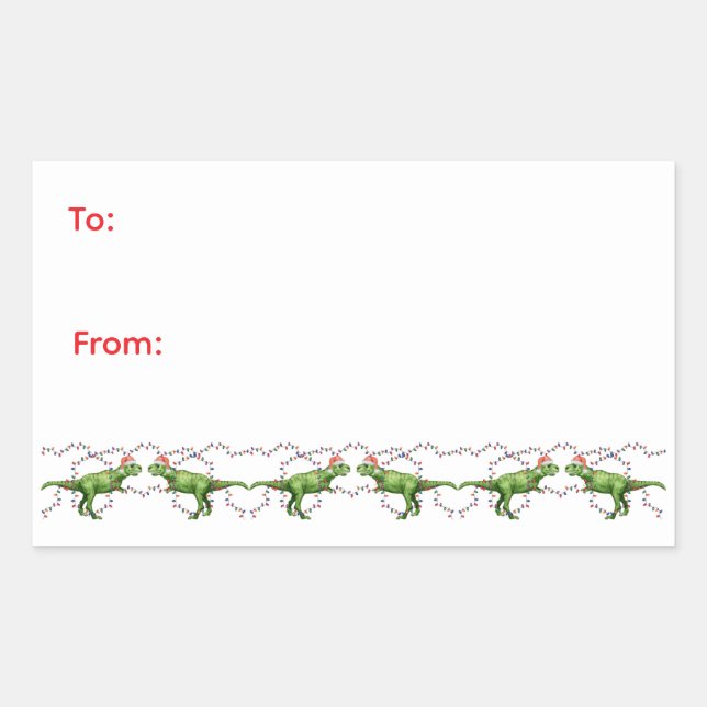 Adesivo Retangular Holiday Dinosaurs Holiday Sticker (Frente)