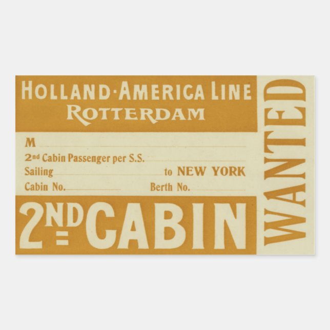 Adesivo Retangular Holland América Line Roterdão (Frente)