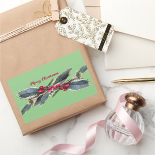 Adesivo Retangular Holly Cust Europeu. Vinheta Verde