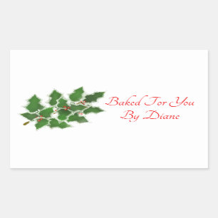 Adesivo Retangular Holly Leaf Handmade-For-You Labels
