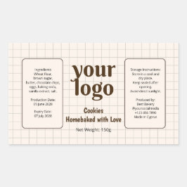 Adesivo Retangular Home baked Cookies Logo and Ingredient Label