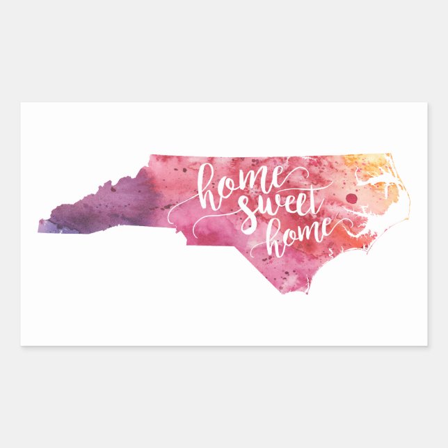 Adesivo Retangular Home Sweet Home Carolina do Norte (Frente)