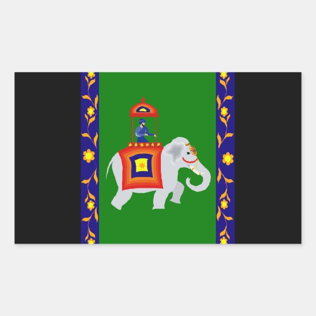 Adesivo Retangular Homem montando elefante (Frente)