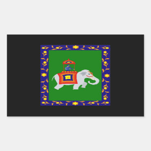 Adesivo Retangular Homem montando elefante