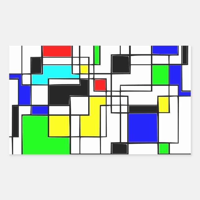 Adesivo Retangular Homenagem Aleatória A Mondrian (Frente)