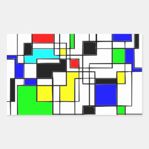 Adesivo Retangular Homenagem Aleatória aos quadrados a Mondrian