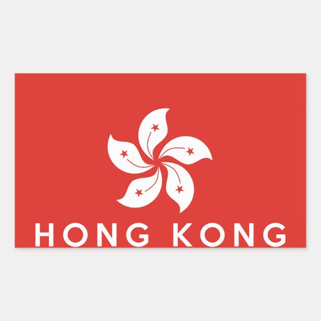 Adesivo Retangular hong kong country flag texto (Frente)