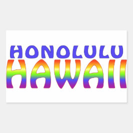 Adesivo Retangular Honolulu Hawaii palavras arco-íris retangulares