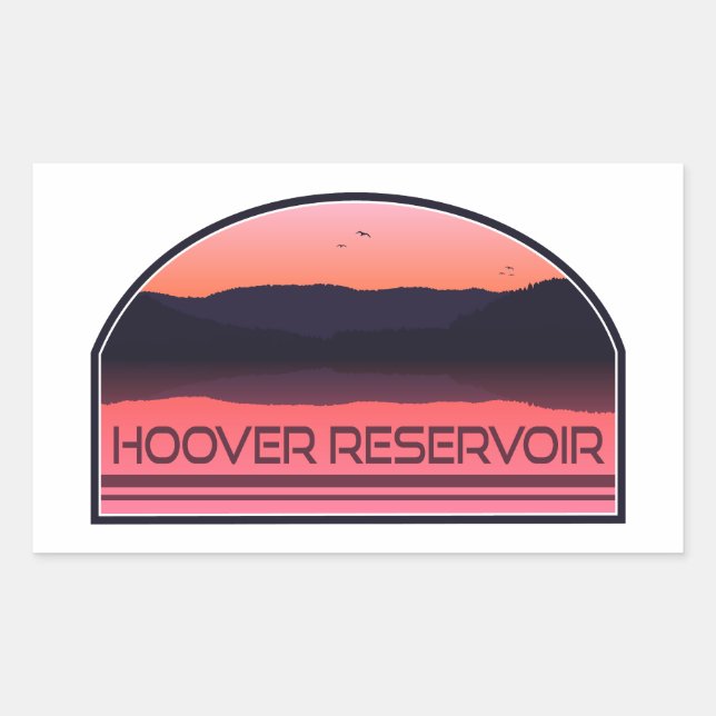 Adesivo Retangular Hoover Reservoir Ohio Red Sunrise (Frente)