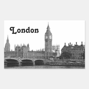 Adesivo Retangular Horizonte de Londres Inglaterra Reino Unido Gravad