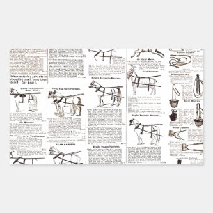 Adesivo Retangular Horse Antique Advertising Newpaper Art