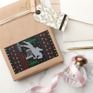 Adesivo Retangular Horseback Andando Saltando Feliz Natal