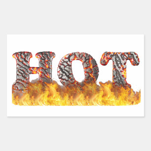 Adesivo Retangular HOT - letras ao fogo e lava derretida