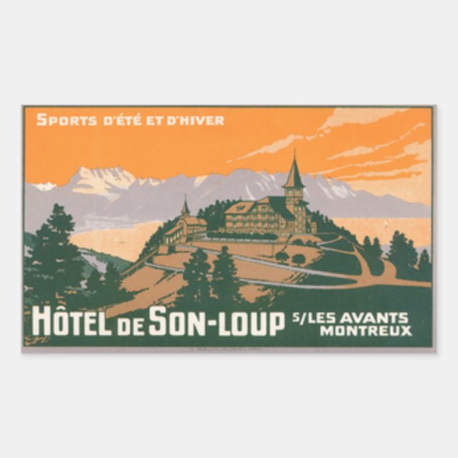 Adesivo Retangular Hotel de son-loup Suiça de Montreal (Frente)
