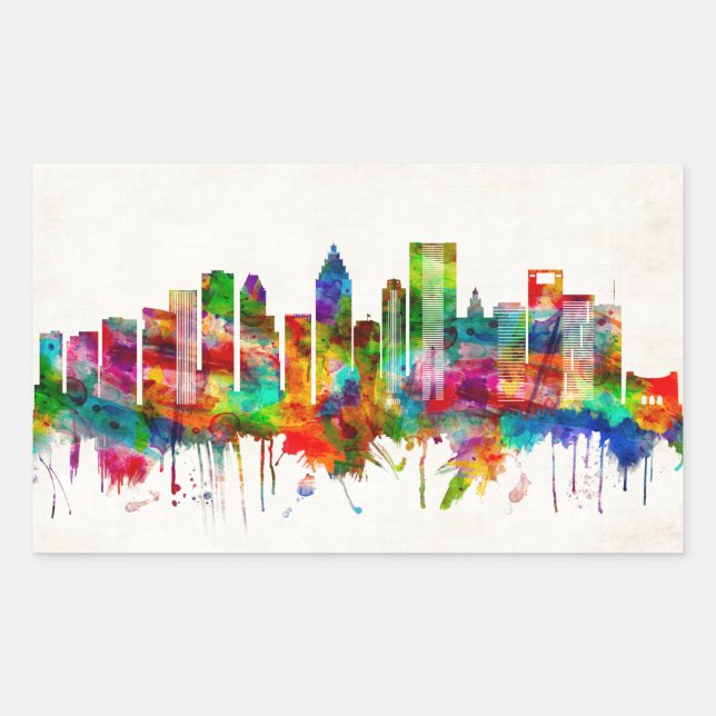 Adesivo Retangular Houston Texas Skyline (Frente)