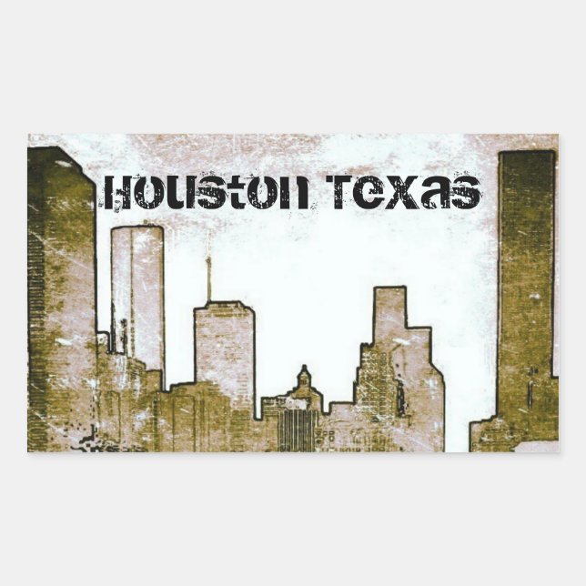 Adesivo Retangular Houston Texas Skyline Stickers (Frente)