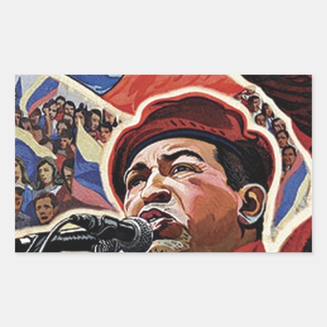 Adesivo Retangular Hugo Chavez - Estilo da Revolução dos Cartoons (Frente)