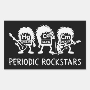 Adesivo Retangular Humor de Química de Astros do Rock Periódicos