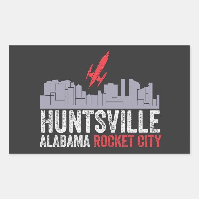 Adesivo Retangular Huntsville Alabama Rocket City (Frente)