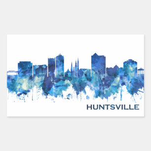 Adesivo Retangular Huntsville Alabama Skyline Blue