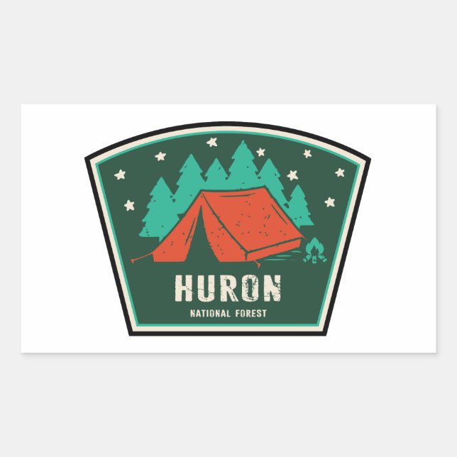Adesivo Retangular Huron National Forest Camping (Frente)