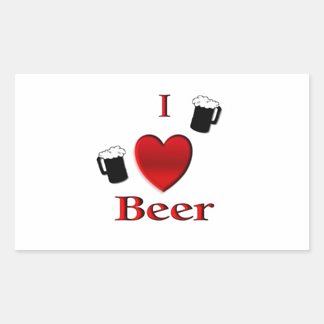 Adesivo Retangular I Heart Beer Design (Frente)