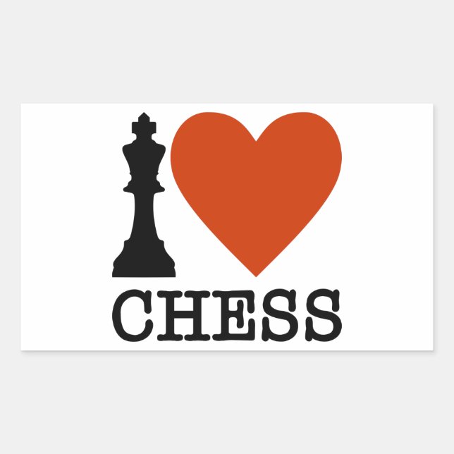 Adesivo Retangular I Heart Chess (Frente)