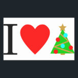 Adesivo Retangular I Heart Christmas Sticker<br><div class="desc">Sticker diz "I Heart Christmas" (Natal no coração) escrito com um ícone de coração e uma árvore de Natal.</div>