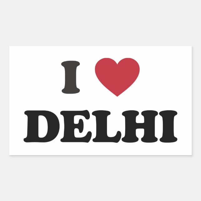 Adesivo Retangular I Heart Delhi India (Frente)