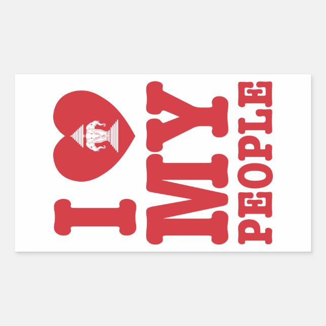 Adesivo Retangular I Heart (Love) Erawan My Lao Pessoas (Frente)