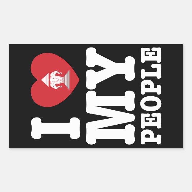 Adesivo Retangular I Heart (Love) Erawan My Lao Pessoas (Frente)