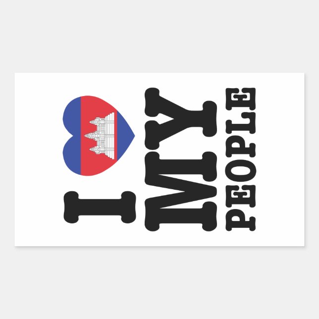 Adesivo Retangular I Heart (Love) My Khmer Pessoas (Frente)