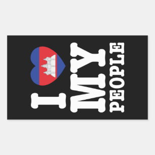 Adesivo Retangular I Heart (Love) My Khmer Pessoas